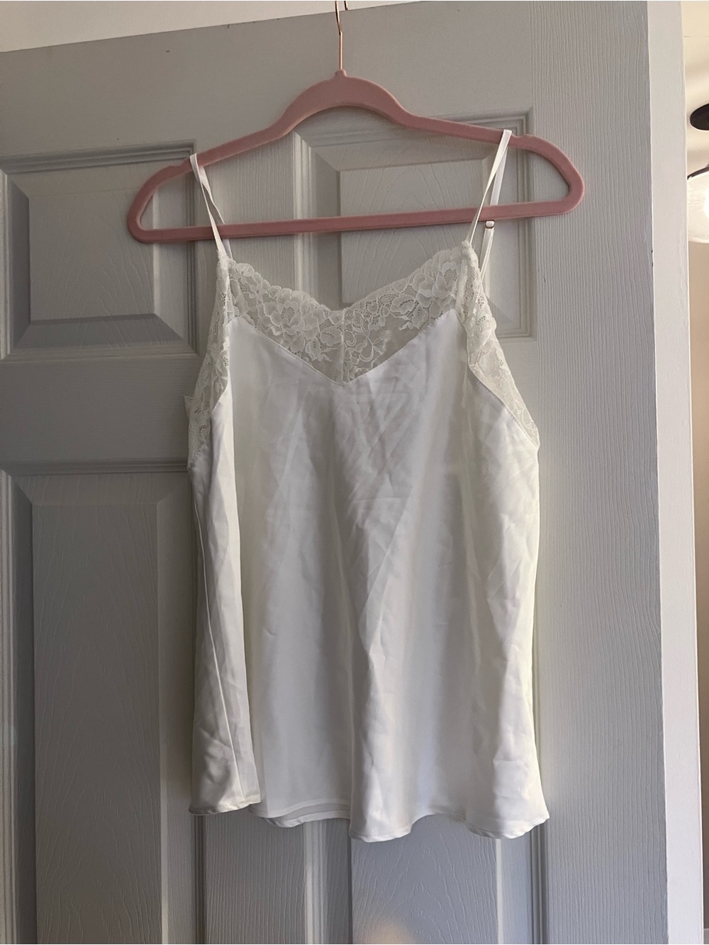 Lulu's White Lace-Trim Satin Cami